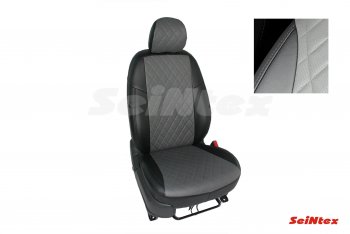 Чехлы для сидений Seintex (экокожа, ромб) Mitsubishi Outlander GF 2-ой рестайлинг (2015-2018) (Черный+серый)
