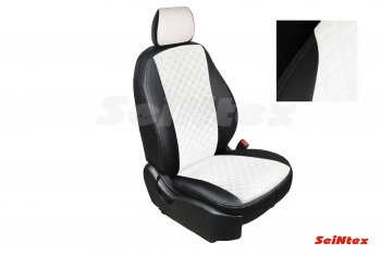 Чехлы для сидений Seintex (экокожа, ромб) Mitsubishi Outlander GF 2-ой рестайлинг (2015-2018) (Черный+белый)
