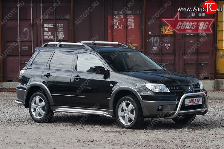 10 079 р. Защита переднего бампера Souz-96 (d60) Mitsubishi Outlander CU (2003-2009)  с доставкой в г. Вологда