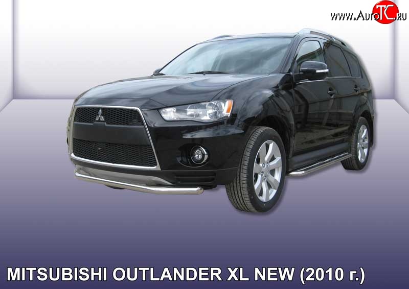 10 899 р. Одинарная защита переднего бампера из трубы диаметром 57 мм Slitkoff Mitsubishi Outlander XL (CW)  рестайлинг (2010-2013) (Нержавейка, Полированная)  с доставкой в г. Вологда