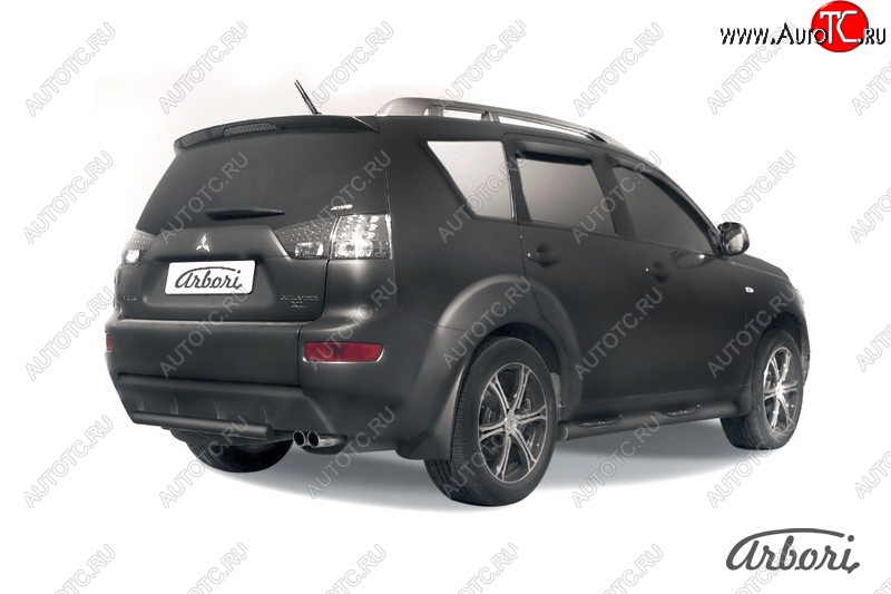 5 399 р. Защита заднего бампера Arbori (короткая, черная, 1 труба d57 mm). Mitsubishi Outlander XL (CW)  рестайлинг (2010-2013)  с доставкой в г. Вологда