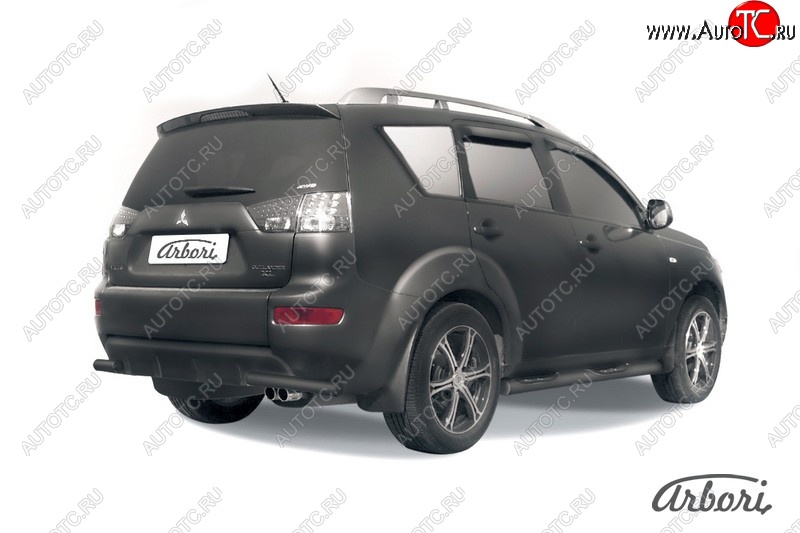 7 019 р. Защита заднего бампера Arbori (уголки, черная, 1 труба d57 mm). Mitsubishi Outlander XL (CW)  рестайлинг (2010-2013)  с доставкой в г. Вологда