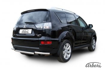 8 999 р. Защита заднего бампера Arbori (короткая, нержавейка, 1 труба d57 mm). Mitsubishi Outlander XL (CW)  рестайлинг (2010-2013)  с доставкой в г. Вологда. Увеличить фотографию 2