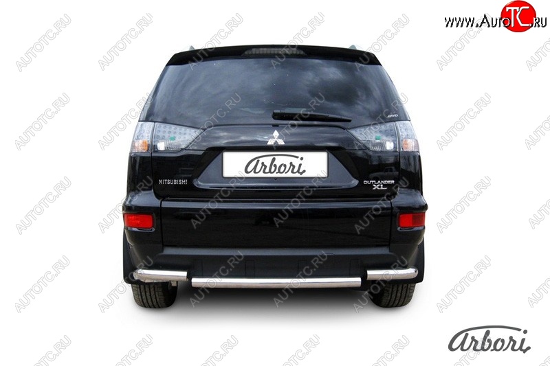8 999 р. Защита заднего бампера Arbori (короткая, нержавейка, 1 труба d57 mm). Mitsubishi Outlander XL (CW)  рестайлинг (2010-2013)  с доставкой в г. Вологда