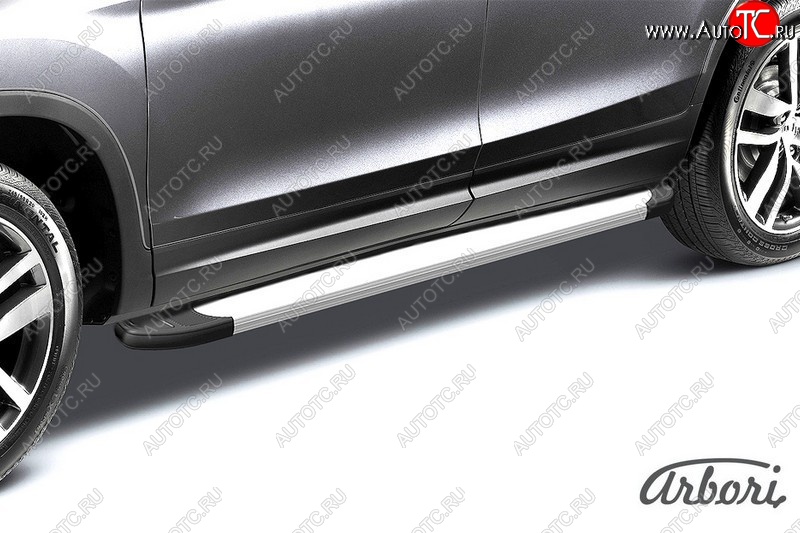 10 979 р. Порожки для ног (дорестайлинг) Arbori Optima Silver Mitsubishi Outlander GF дорестайлинг (2012-2014)  с доставкой в г. Вологда