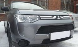 3 999 р. Сетка на бампер (рестайлинг) Russtal (черная) Mitsubishi Outlander GF дорестайлинг (2012-2014)  с доставкой в г. Вологда. Увеличить фотографию 2