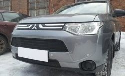 3 999 р. Сетка на бампер (рестайлинг) Russtal (черная) Mitsubishi Outlander GF дорестайлинг (2012-2014)  с доставкой в г. Вологда. Увеличить фотографию 3