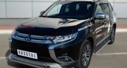 13 399 р. Защита переднего бампера (2 трубыØ75х42 и 63 мм, нержавейка) Russtal Mitsubishi Outlander GF 2-ой рестайлинг (2015-2018)  с доставкой в г. Вологда. Увеличить фотографию 4