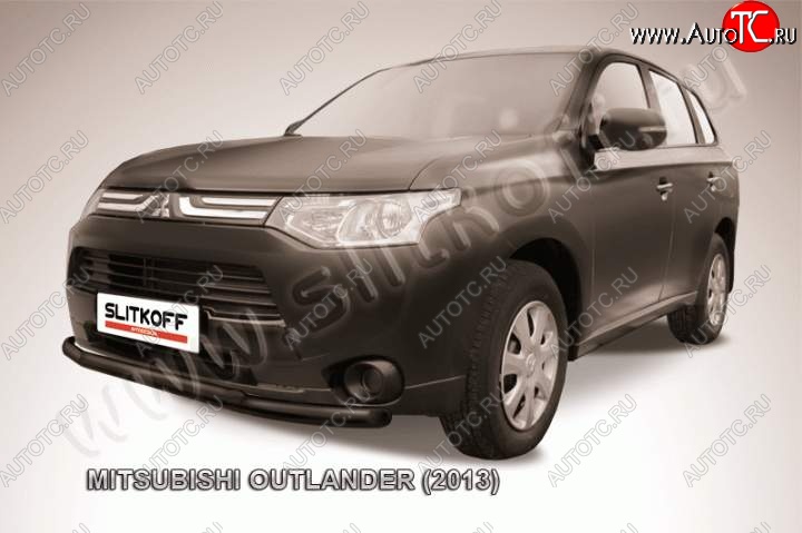 9 899 р. Защита переднего бампер Slitkoff Mitsubishi Outlander GF дорестайлинг (2012-2014) (Цвет: серебристый)  с доставкой в г. Вологда