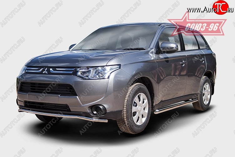 10 934 р. Защита переднего бампера диаметр трубы 42 мм Premium Souz-96 Mitsubishi Outlander GF дорестайлинг (2012-2014)  с доставкой в г. Вологда