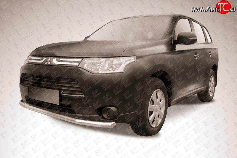 11 999 р. Защита переднего бампера из длинной трубы диаметром 57 мм Slitkoff Mitsubishi Outlander GF дорестайлинг (2012-2014) (Нержавейка, Полированная)  с доставкой в г. Вологда