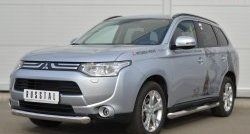 14 999 р. Одинарная защита переднего бампера диаметром 76 мм SLITKOFF Mitsubishi Outlander GF дорестайлинг (2012-2014)  с доставкой в г. Вологда. Увеличить фотографию 4