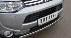 10 849 р. Защита переднего бампера (Ø75х42 мм, нержавейка) Russtal Mitsubishi Outlander GF дорестайлинг (2012-2014)  с доставкой в г. Вологда. Увеличить фотографию 2