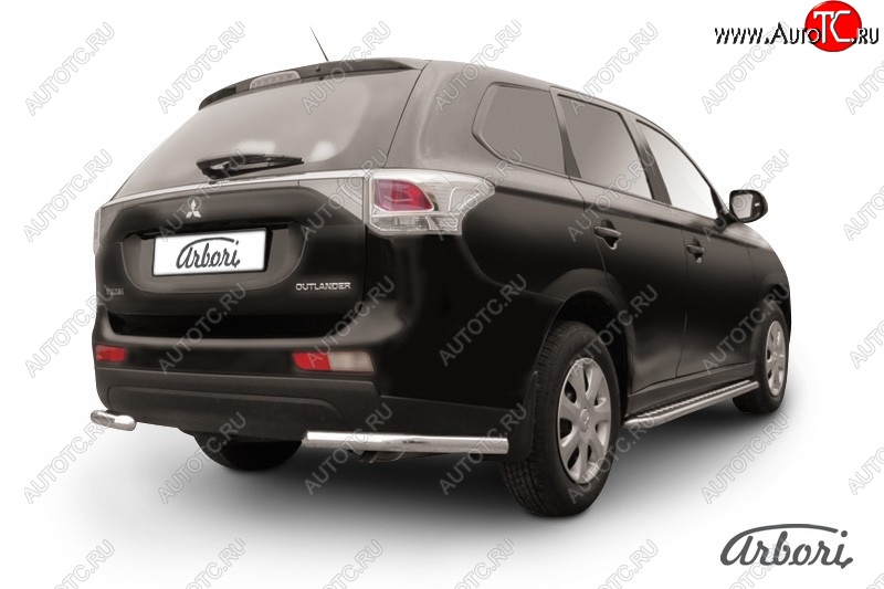 8 909 р. Защита заднего бампера Arbori (уголки, нержавейка, 1 труба d57 mm). Mitsubishi Outlander GF дорестайлинг (2012-2014)  с доставкой в г. Вологда