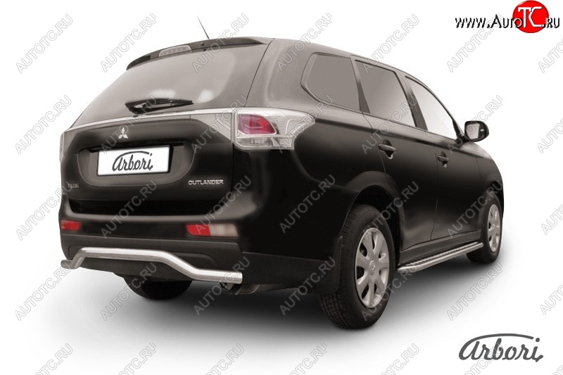 11 789 р. Защита заднего бампера Arbori (нержавейка, 1 труба d57 mm). Mitsubishi Outlander GF дорестайлинг (2012-2014)  с доставкой в г. Вологда