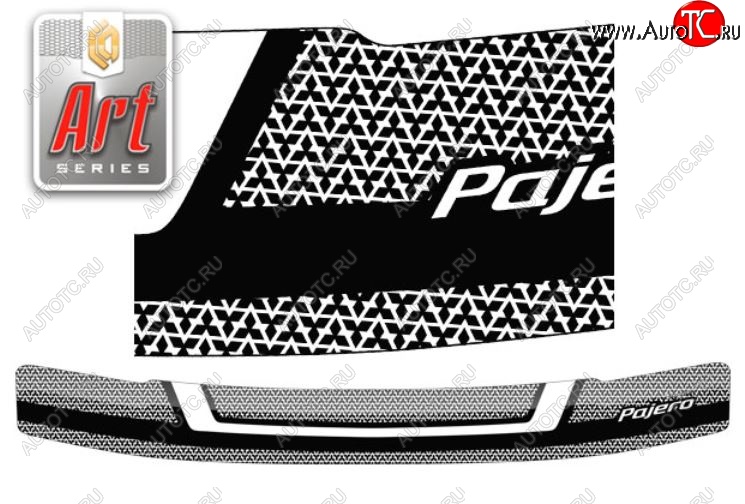 2 979 р. Дефлектор капота CA-Plastiс  Mitsubishi Pajero ( 2 V30/V40 5 дв.,  2 V20,  2 V30/V40) (1991-1999) дорестайлинг, рестайлинг (Серия Art черная)  с доставкой в г. Вологда