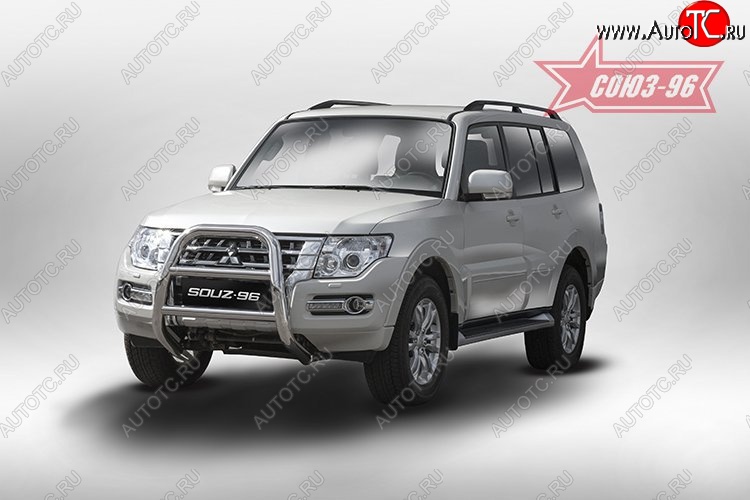 15 974 р. Защита переднего бампера Souz-96 (d76) Mitsubishi Pajero 4 V90 2-ой рестайлинг (2014-2020)  с доставкой в г. Вологда