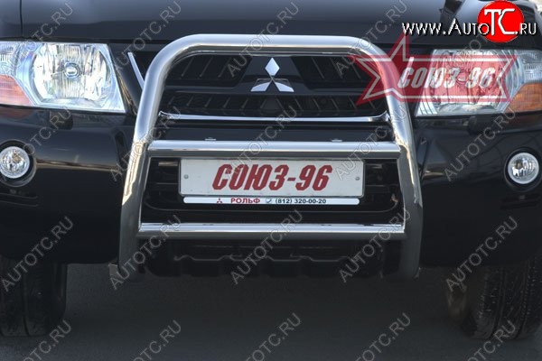 11 969 р. Защита переднего бампера Souz-96 (d60) Mitsubishi Pajero 3 V70 дорестайлинг (1999-2003)  с доставкой в г. Вологда