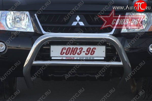 17 099 р. Защита переднего бампера Souz-96 (d76) Mitsubishi Pajero 3 V70 дорестайлинг (1999-2003)  с доставкой в г. Вологда