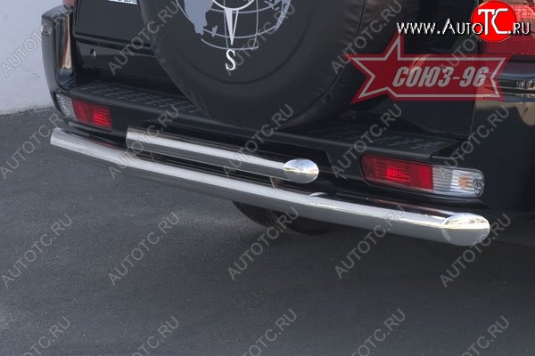 16 514 р. Двойная защита заднего бампера Souz-96 (d76/60) Mitsubishi Pajero 3 V70 дорестайлинг (1999-2003)  с доставкой в г. Вологда
