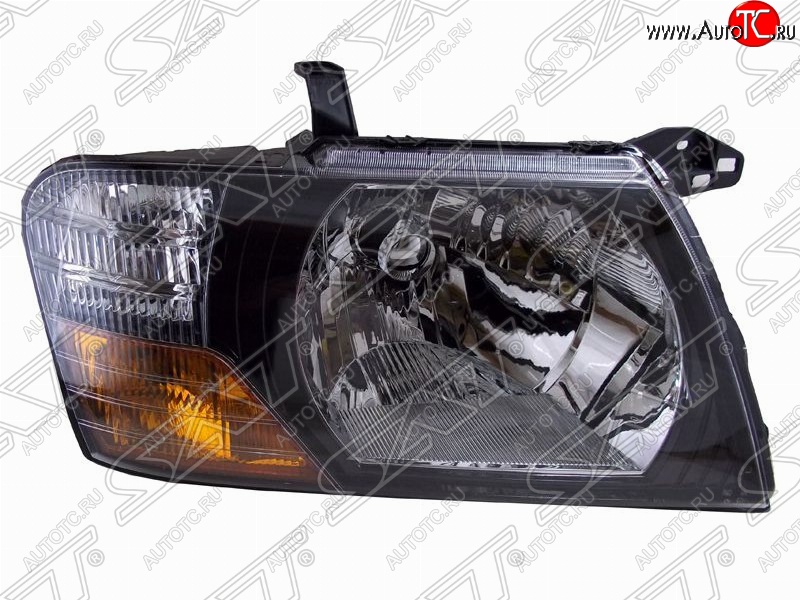 4 949 р. Правая фара передняя SAT (черная) Mitsubishi Pajero 3 V70 дорестайлинг (1999-2003)  с доставкой в г. Вологда
