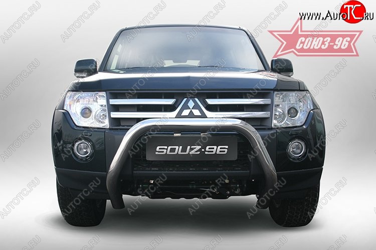 12 959 р. Защита порогов Souz-96 (d76) низкая Mitsubishi Pajero 4 V80 дорестайлинг (2006-2011)  с доставкой в г. Вологда