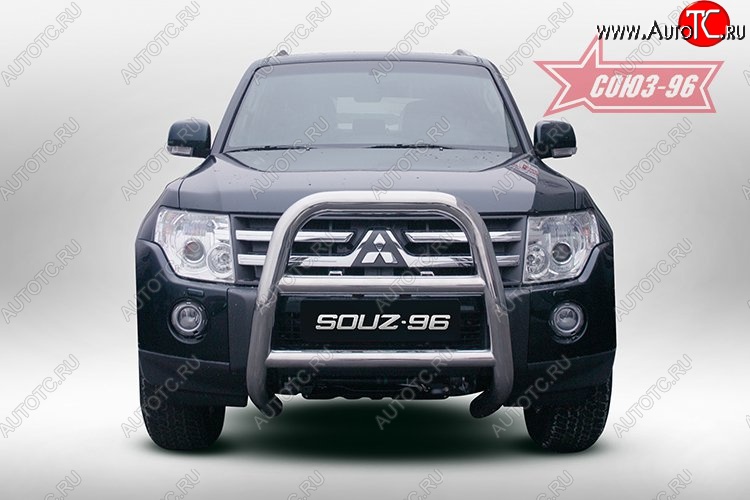 15 749 р. Защита переднего бампера Souz-96 (d76) Mitsubishi Pajero 4 V80 дорестайлинг (2006-2011)  с доставкой в г. Вологда
