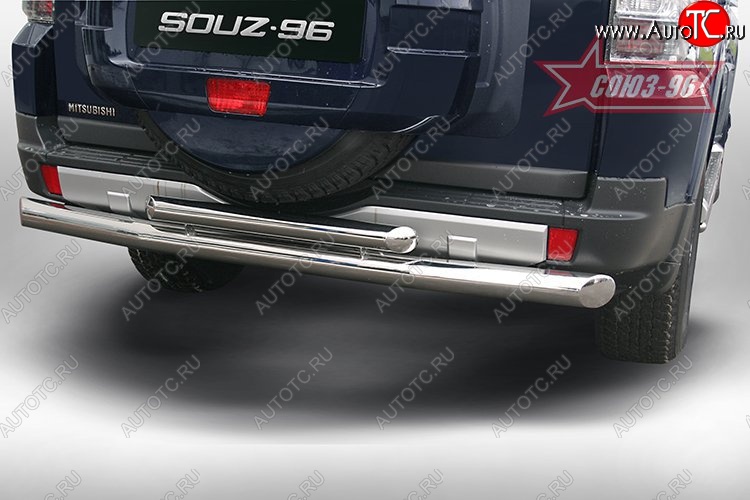 15 839 р. Двойная защита заднего бампера Souz-96 (d76 и 42/60) Mitsubishi Pajero 4 V90 дорестайлинг (2006-2011)  с доставкой в г. Вологда