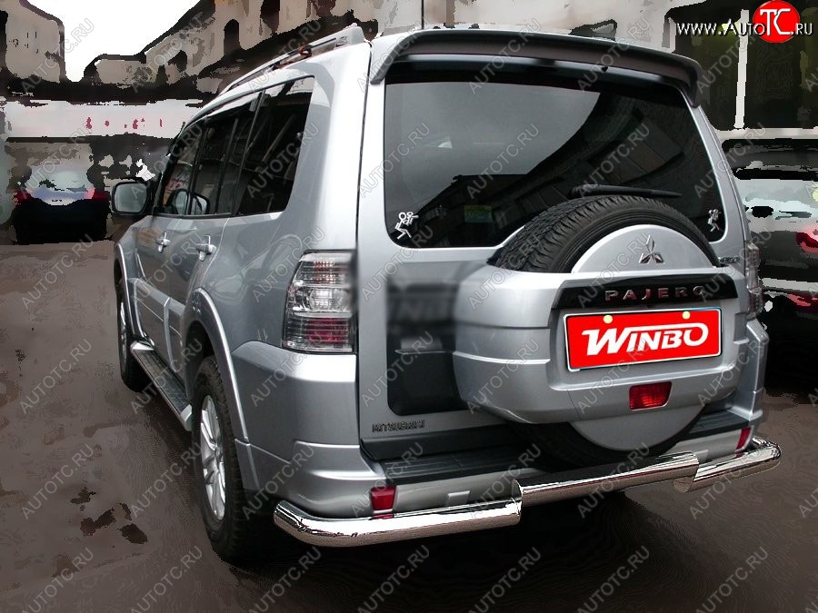 13 199 р. Защита заднего бампера WINBO (Ø76 мм, нержавейка) Mitsubishi Pajero 4 V90 дорестайлинг (2006-2011)  с доставкой в г. Вологда