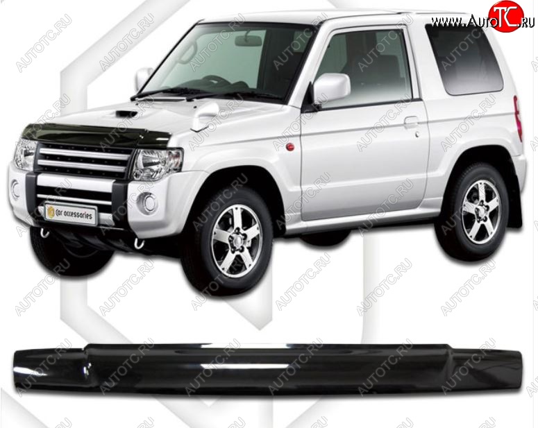 1 899 р. Дефлектор капота CA-Plastic  Mitsubishi Pajero Mini  H53/H58 (2008-2012) (Classic черный, Без надписи)  с доставкой в г. Вологда