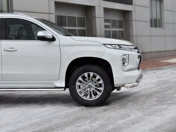 23 999 р. Защита переднего бампера (2 трубы Ø76 и 42 мм, нержавейка) SLITKOFF Mitsubishi Pajero Sport QF рестайлинг (2019-2022)  с доставкой в г. Вологда. Увеличить фотографию 4