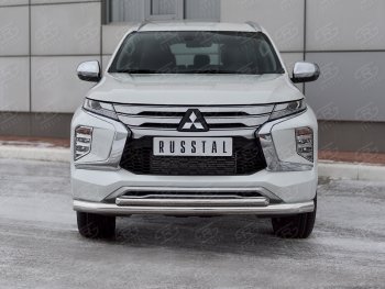 23 999 р. Защита переднего бампера (2 трубы Ø76 и 42 мм, нержавейка) SLITKOFF Mitsubishi Pajero Sport QF рестайлинг (2019-2022)  с доставкой в г. Вологда. Увеличить фотографию 2