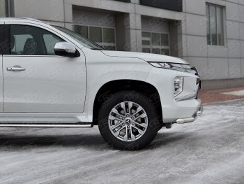 22 699 р. Защита переднего бампера (2 трубы Ø63 и 42 мм, нержавейка) SLITKOFF Mitsubishi Pajero Sport QF рестайлинг (2019-2022)  с доставкой в г. Вологда. Увеличить фотографию 4