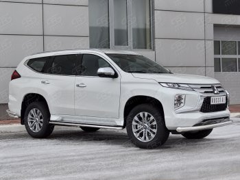 18 999 р. Защита переднего бампера (Ø76 мм, нержавейка) SLITKOFF Mitsubishi Pajero Sport QF рестайлинг (2019-2022)  с доставкой в г. Вологда. Увеличить фотографию 3