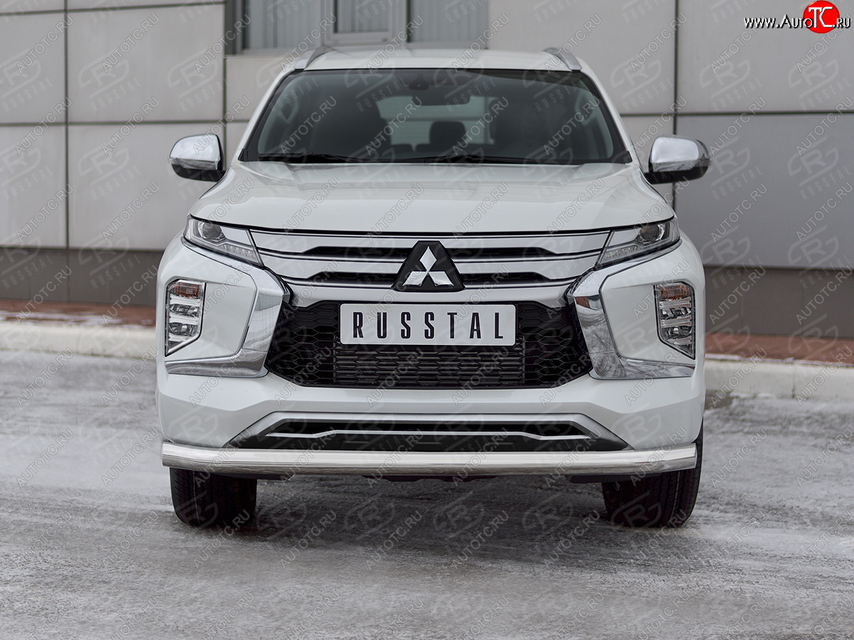 18 999 р. Защита переднего бампера (Ø76 мм, нержавейка) SLITKOFF Mitsubishi Pajero Sport QF рестайлинг (2019-2022)  с доставкой в г. Вологда