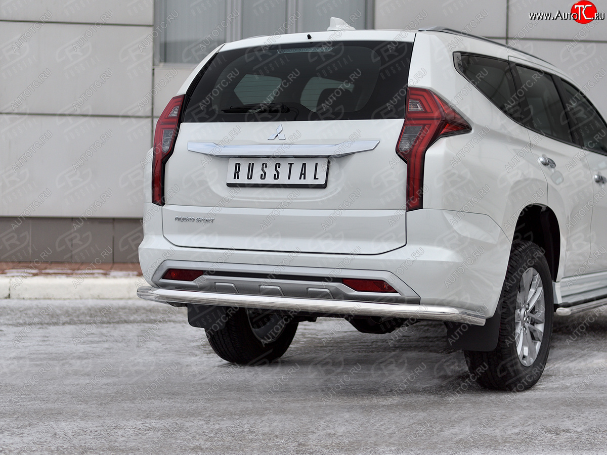 17 499 р. Защита заднего бампера SLITKOFF (Ø63 мм секции, нержавейка) Mitsubishi Pajero Sport QF рестайлинг (2019-2022)  с доставкой в г. Вологда