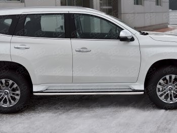 16 999 р. Защита порогов на SLITKOFF (Ø42 мм) Mitsubishi Pajero Sport QF рестайлинг (2019-2022) (полированная нержавейка)  с доставкой в г. Вологда. Увеличить фотографию 2