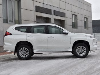 16 999 р. Защита порогов на SLITKOFF (Ø42 мм) Mitsubishi Pajero Sport QF рестайлинг (2019-2022) (полированная нержавейка)  с доставкой в г. Вологда. Увеличить фотографию 3