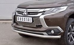 3 749 р. Защитная решётка в воздуховод бампера Berkut (нержавейка) Mitsubishi Pajero Sport QE дорестайлинг (2015-2021)  с доставкой в г. Вологда. Увеличить фотографию 2