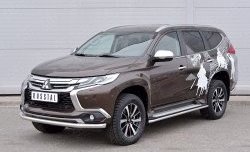 16 849 р. Защита переднего бампера (Ø63 мм, нержавейка) SLITKOFF Mitsubishi Pajero Sport QE дорестайлинг (2015-2021)  с доставкой в г. Вологда. Увеличить фотографию 2