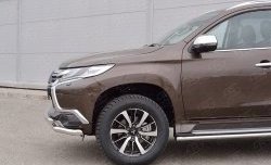 18 449 р. Защита переднего бампера (2 трубыØ63 мм, нержавейка) SLITKOFF Mitsubishi Pajero Sport QE дорестайлинг (2015-2021)  с доставкой в г. Вологда. Увеличить фотографию 4
