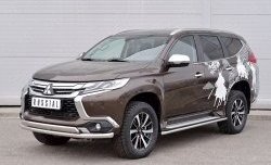 14 949 р. Защита переднего бампера (2 трубыØ63 и 75х42 мм, нержавейка) Russtal Mitsubishi Pajero Sport QE дорестайлинг (2015-2021)  с доставкой в г. Вологда. Увеличить фотографию 2
