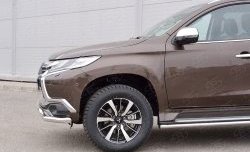 14 949 р. Защита переднего бампера (2 трубыØ63 и 75х42 мм, нержавейка) Russtal Mitsubishi Pajero Sport QE дорестайлинг (2015-2021)  с доставкой в г. Вологда. Увеличить фотографию 3