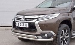 14 949 р. Защита переднего бампера (2 трубыØ63 и 75х42 мм, нержавейка) Russtal Mitsubishi Pajero Sport QE дорестайлинг (2015-2021)  с доставкой в г. Вологда. Увеличить фотографию 4