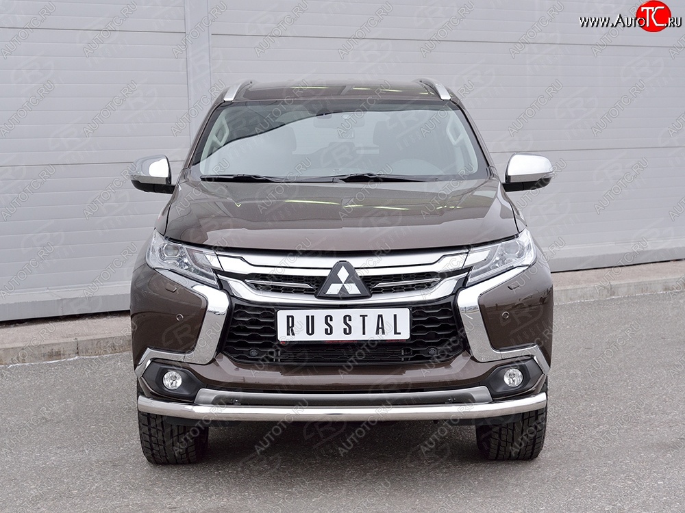 16 849 р. Защита переднего бампера (Ø63 мм, нержавейка) SLITKOFF Mitsubishi Pajero Sport QE дорестайлинг (2015-2021)  с доставкой в г. Вологда