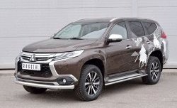 17 549 р. Защита переднего бампера (Ø76 мм, нержавейка) SLITKOFF Mitsubishi Pajero Sport QE дорестайлинг (2015-2021)  с доставкой в г. Вологда. Увеличить фотографию 2