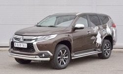 19 849 р. Защита переднего бампера (2 трубыØ76 и 42 мм, нержавейка) SLITKOFF Mitsubishi Pajero Sport QE дорестайлинг (2015-2021)  с доставкой в г. Вологда. Увеличить фотографию 2
