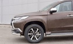 19 849 р. Защита переднего бампера (2 трубыØ76 и 42 мм, нержавейка) SLITKOFF Mitsubishi Pajero Sport QE дорестайлинг (2015-2021)  с доставкой в г. Вологда. Увеличить фотографию 4