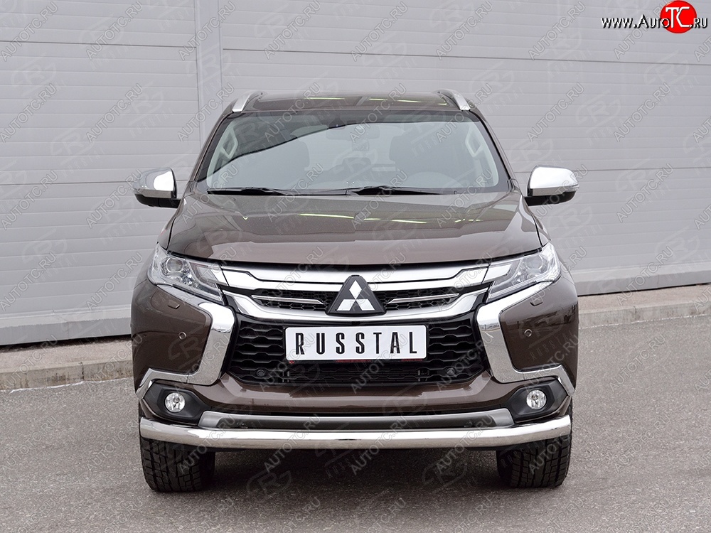 17 549 р. Защита переднего бампера (Ø76 мм, нержавейка) SLITKOFF Mitsubishi Pajero Sport QE дорестайлинг (2015-2021)  с доставкой в г. Вологда
