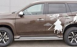 17 299 р. Защита порогов из круглой трубы диаметром 42 мм SLITKOFF Mitsubishi Pajero Sport QE дорестайлинг (2015-2021)  с доставкой в г. Вологда. Увеличить фотографию 2